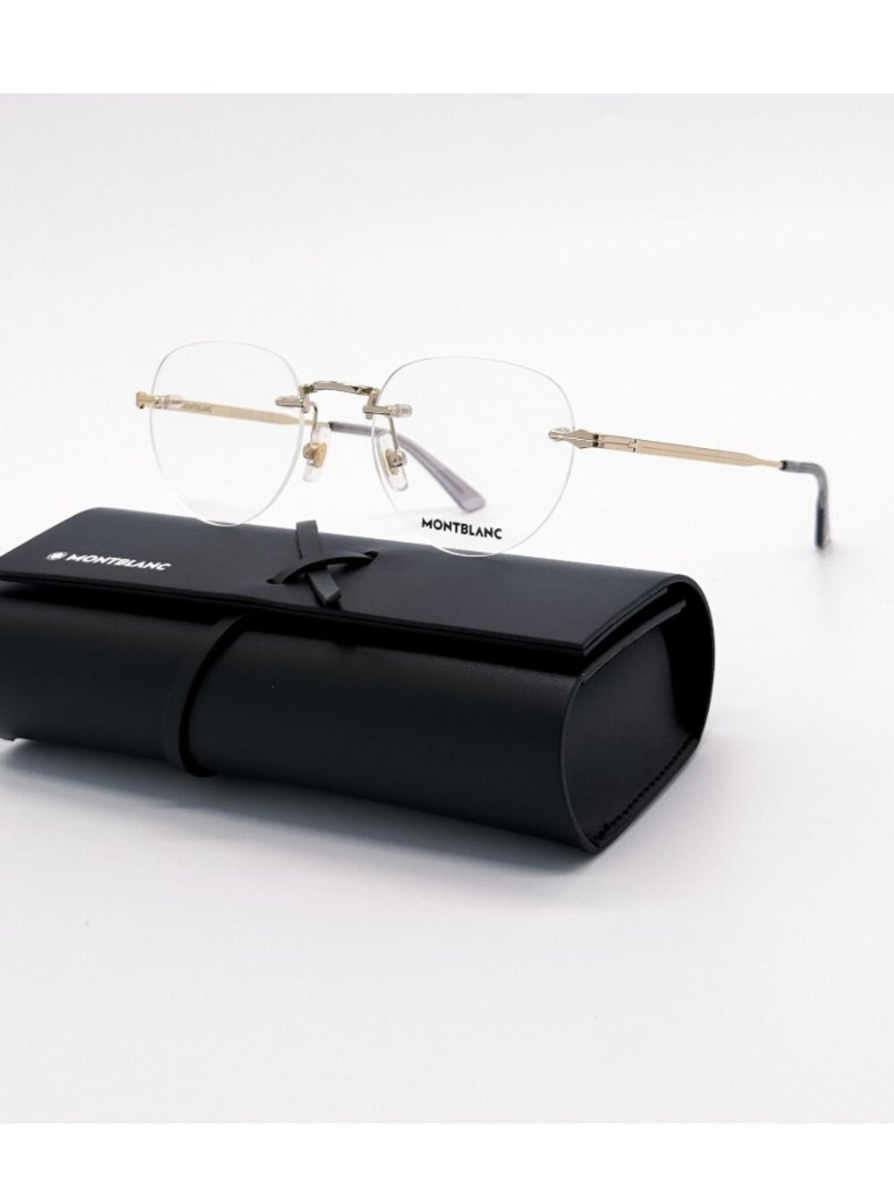 New Montblanc Gold Rimless Unisex Eyeglasses MB0268O 001